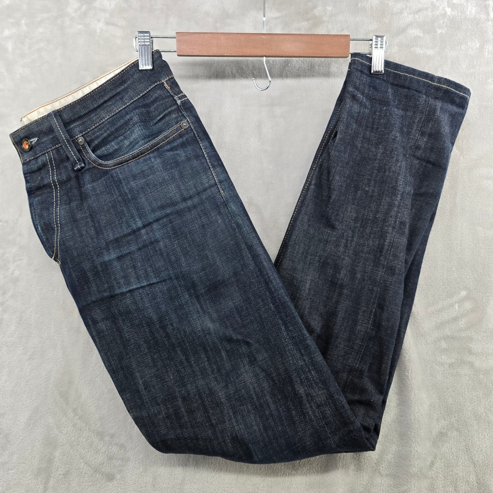 Denham Jeans Mens 32 Dark Blue Slim Fit Raw Indigo Scissor Logo Denim Selvedge